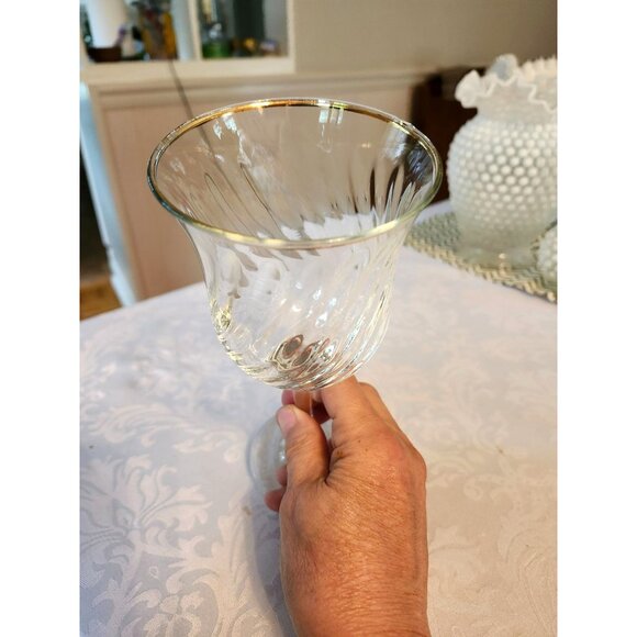 5 REGENT GOLD BLOWN GLASS WATER GOBLETS - Picture 2 of 4